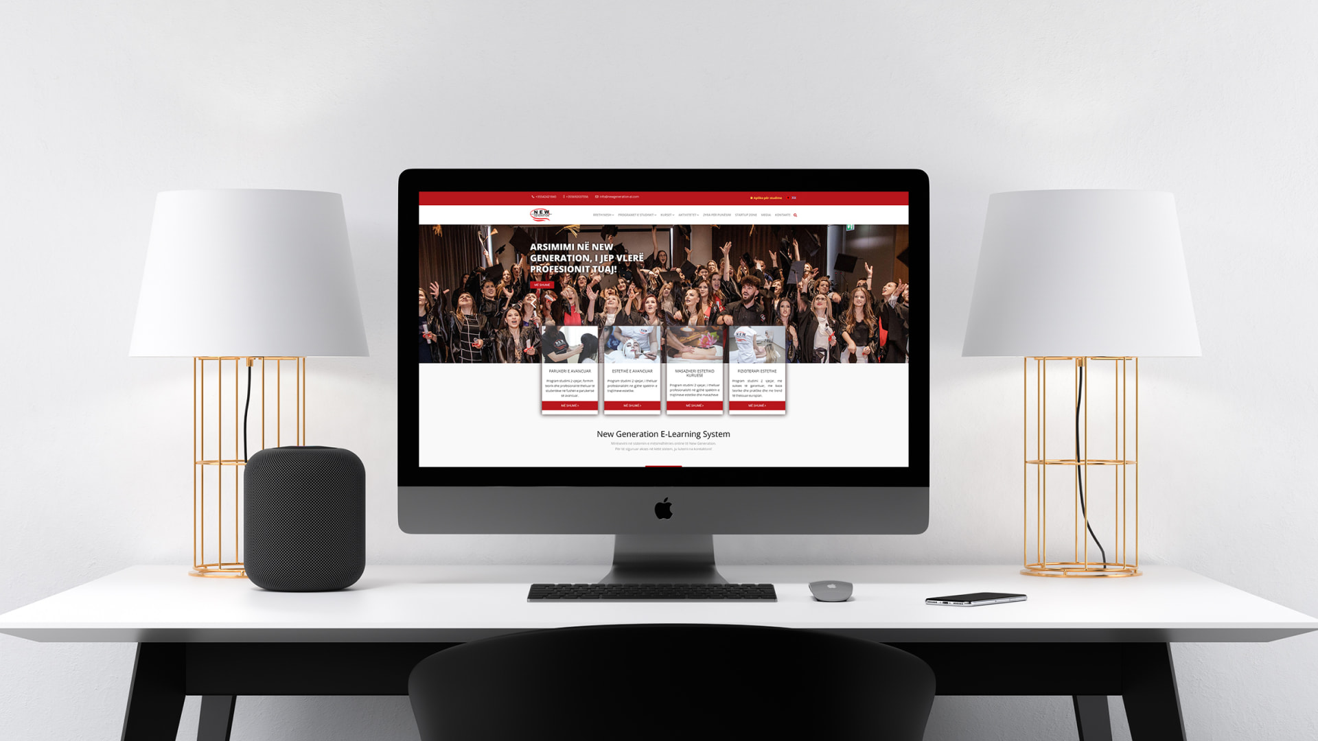 The New Generation website, presenting its accredited two-year hairdressing and aesthetics programmes.