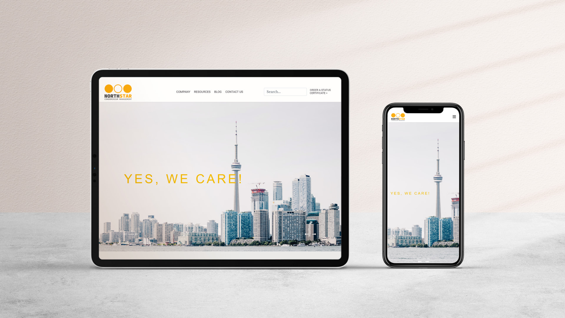 The North Star website, showing its condominium management services and status certificate ordering.