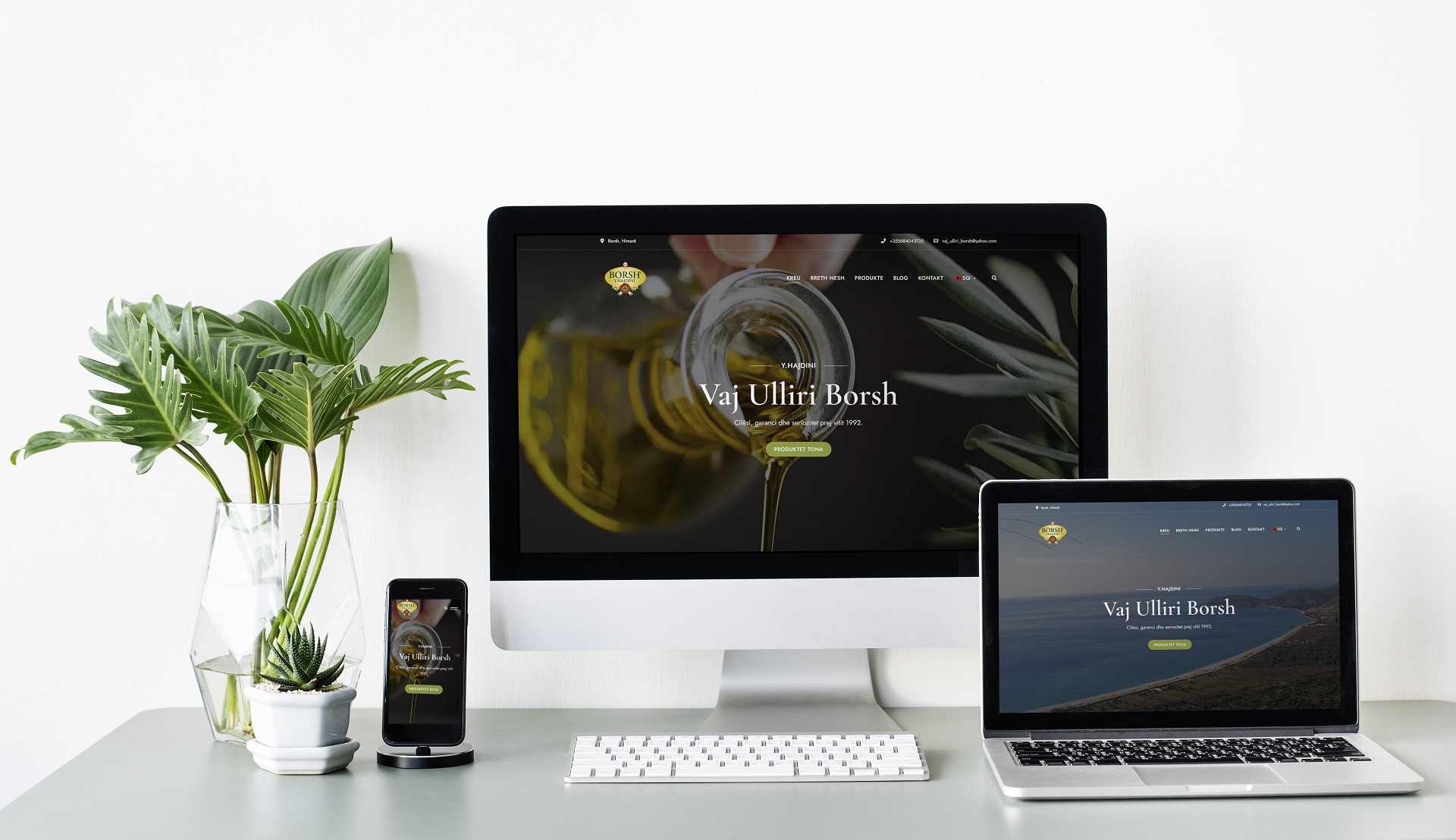 The Olive Oil Borsh website, presenting unrefined premium olive oil from southern Albania.