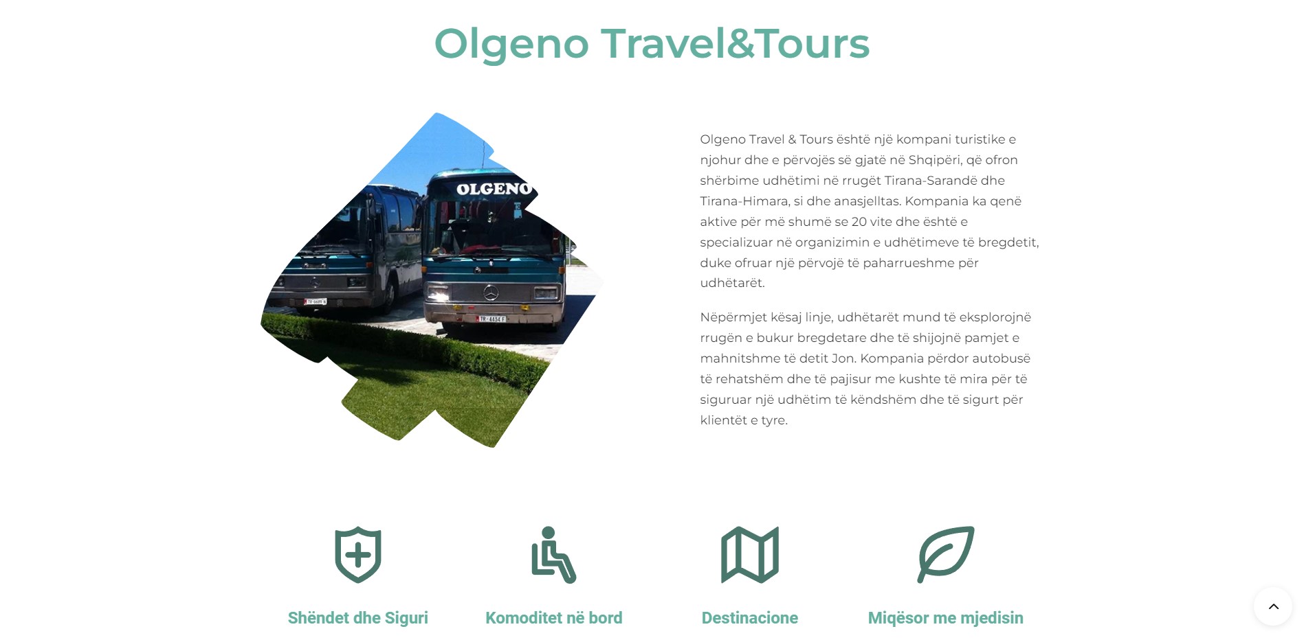 The Olgeno Travel & Tours website, showing destination guides and online tour booking.