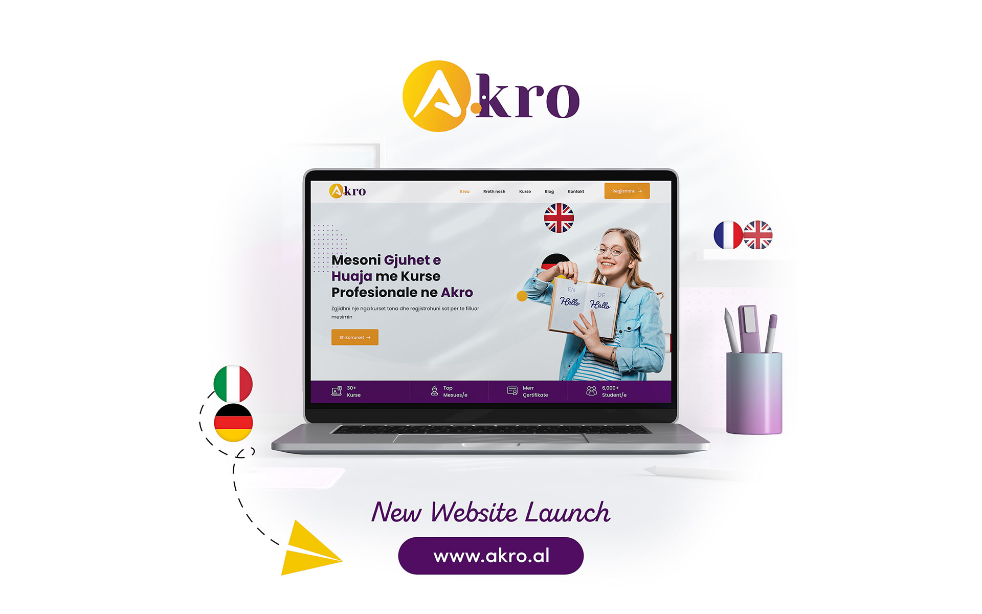 The Akro Center learning management system, showing course scheduling and student progress tracking.