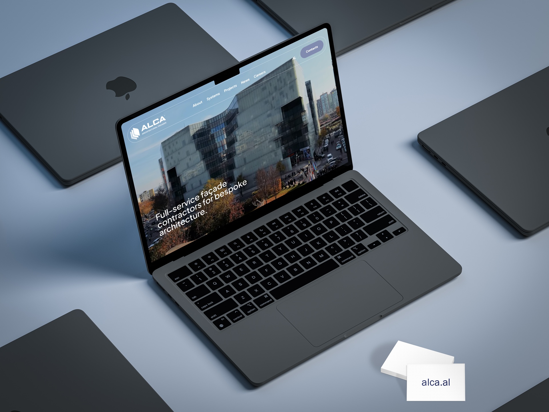 The ALCA website, presenting the Tirana façade contractor’s engineered building envelope projects.