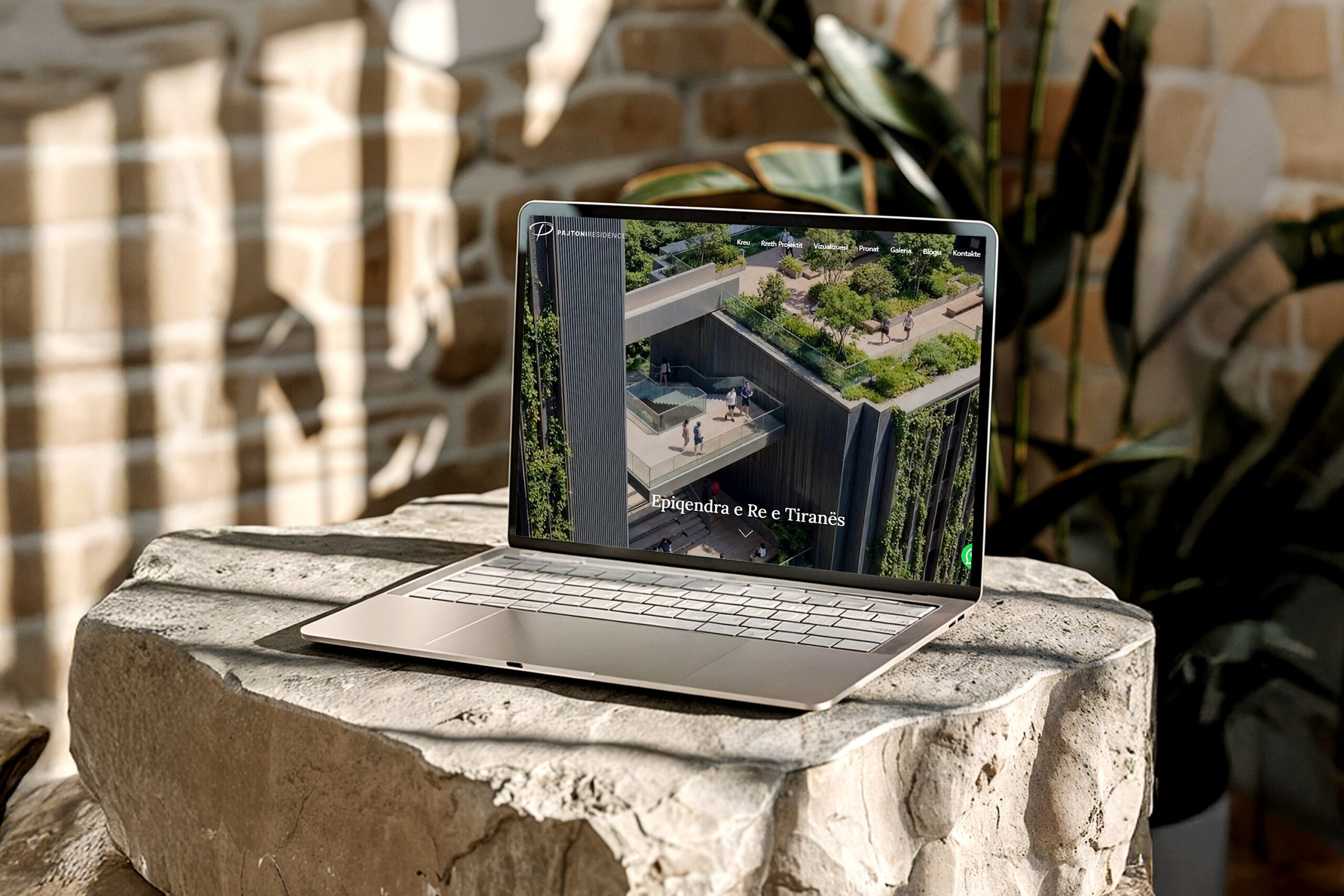 The Pajtoni Residence website, presenting a modern residential development in Tirana.